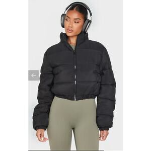 Pretty Little Thing Black Cropped Bubble Puffer NWT Size 12